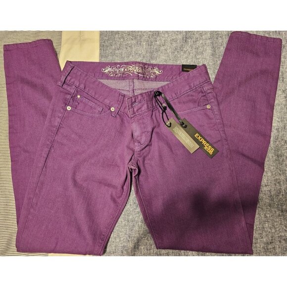 Express Women's Zelda Slim Fit Ultra Low Rise Purple Jean Legging Size 6 NWT - Picture 4 of 13